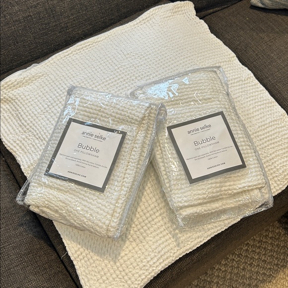 Annie Selke White Waffle Euro Pillow Sham - Picture 4 of 7